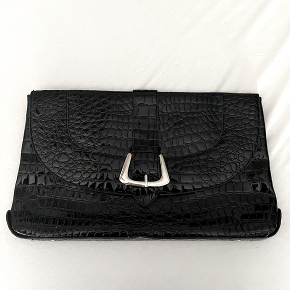 Black patent leather White House Black Market clutch purse